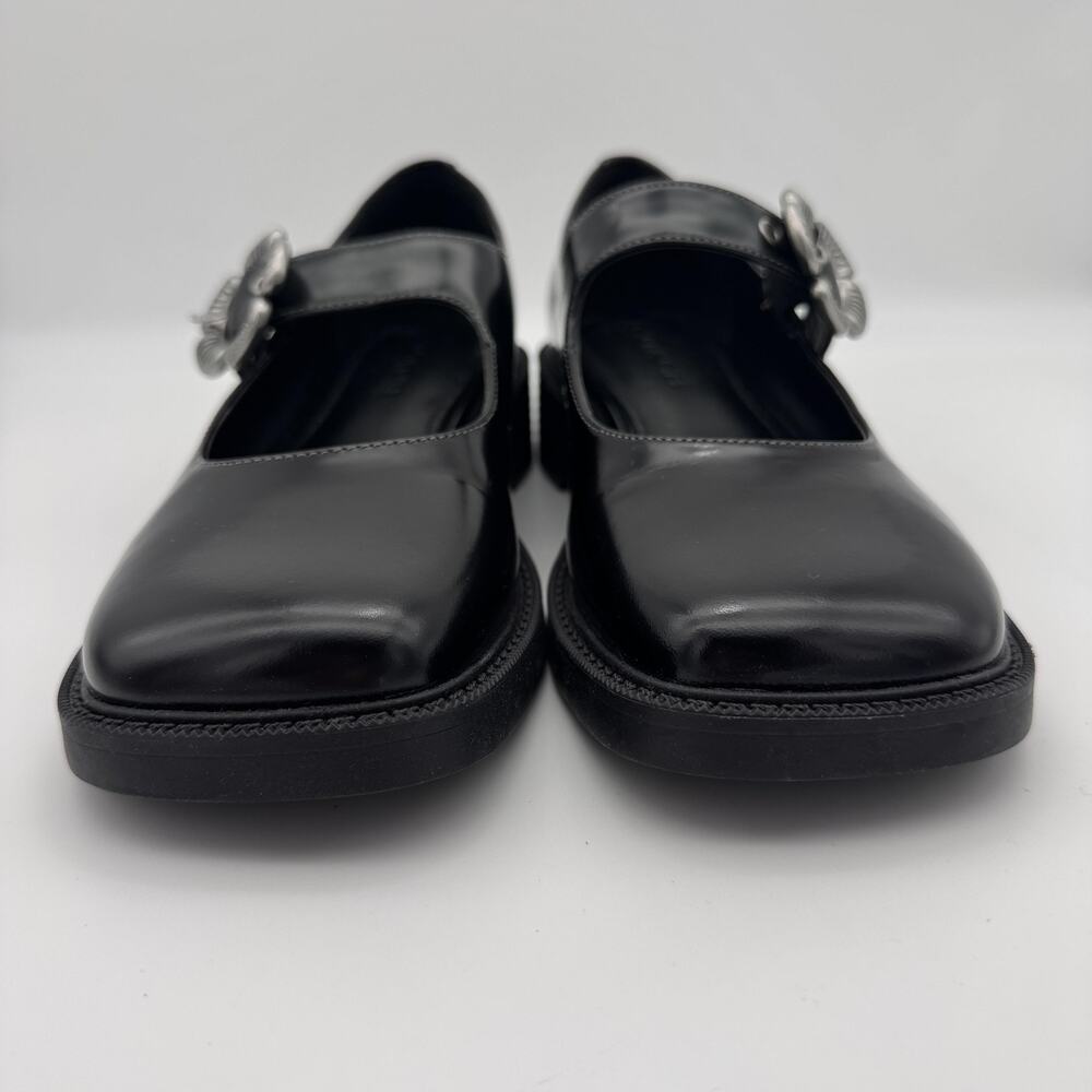Coach Tea Rose Mary Jane Flats Womens size 7.5 Patent Leather Black Buckle Shoes - Picture 9 of 13